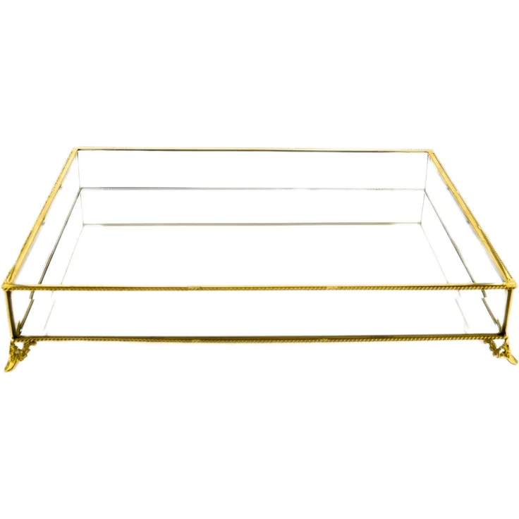 Schmuck- und Dekobox mit Spiegelboden, 30 x 40 x 8 cm - Gold