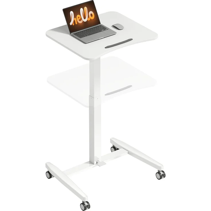 MELAYR, Höhenverstellbarer Stehschreibtisch, Rollbarer Schreibtisch mit neigbarer Tischplatte, 60.5 x 52 x 114 cm, Weiß – Bild 2