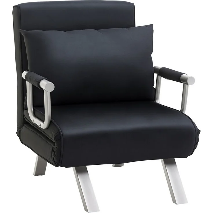 HOMCOM Sessel Schlafsessel mit Armlehne, 2-in-1 Gästebett (Klappbett, 1-St, Schlafsofa), für Wohnzimmer, Schwarz – Bild 1