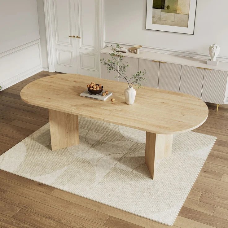 Esstisch ausziehbar 180cm×90cm×75cm in Eiche-Optik – moderner MDF-Esstisch mit abgerundeten Ecken – Bild 1