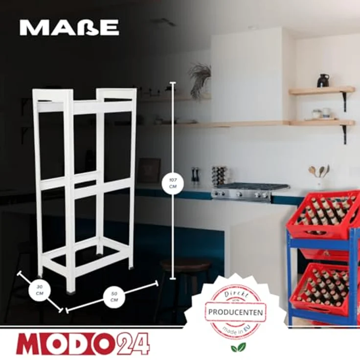 Modo24 Kastenständer HELIOS Metall Getränkekistenregal, Kistenregal, für 2 oder 3 Kisten, Getränkeregal Stabil Kistenständer Freistehend, Kistenhalter, 5 Farben – Bild 3