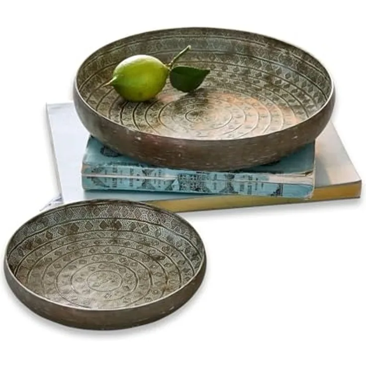 Mirabeau Tablett Tablett 2er Set Birse antikbronze, Aluminium