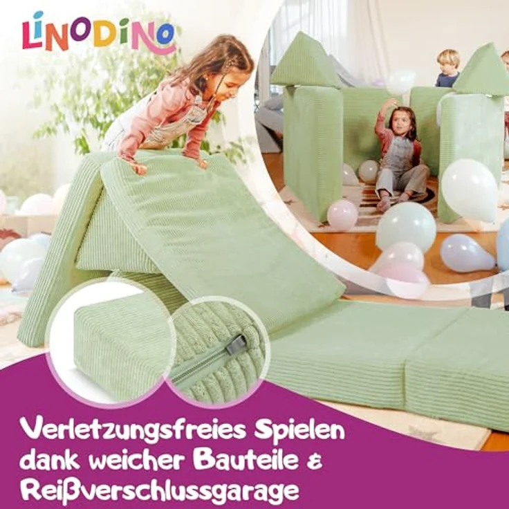 Linodino Kindersofa Spielsofa I aus Schaumstoff Bausteine I Spielcouch für Kinder, 3 Jahre Garantie – Bild 4