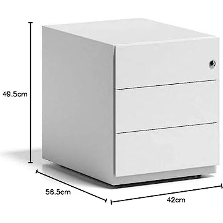 Rollcontainer Note™ mit Griffleiste, 3 Universalschubladen, Farbe verkehrsweiß – Bild 3