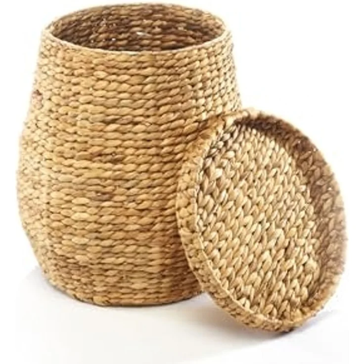 Kobolo Wäschekorb Aufbewahrungskorb aus Wasserhyazinthe mit Deckel (mit Deckel) – Bild 4