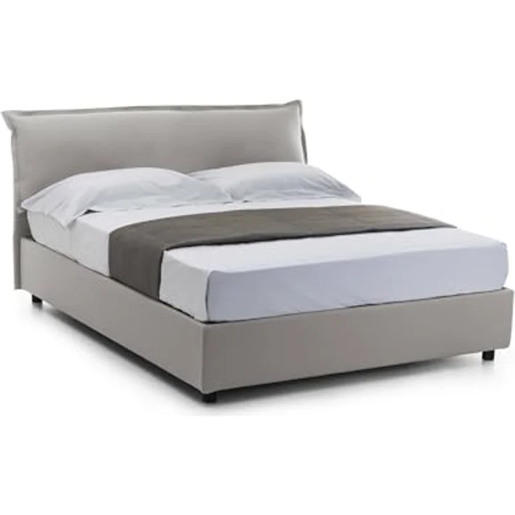 Talamo Italia - Clorinda Doppelbett, Bettkasten mit abnehmbarem Bezug, gepolstertem Kopfteil und Bettkastenrahmen, 100 % Made in Italy, inklusive Matratze 160x200 cm, Grau – Bild 3