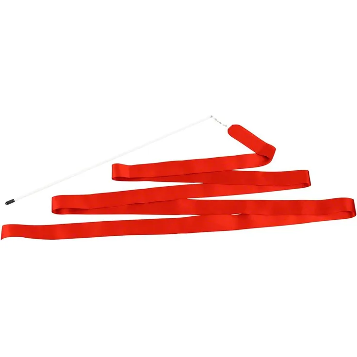 Gymnastikband Tanzband Turnband Rhythmikband Wirbelband Schwungband mit Stab 4 m, Rot