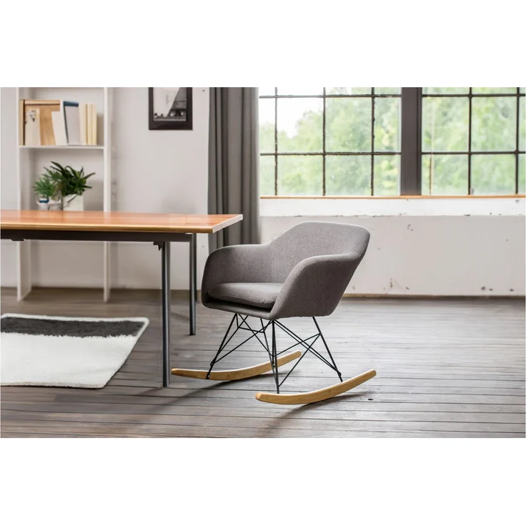 KAWOLA Schaukelstuhl Stella Schaukelsessel Esszimmerstuhl Stoff grau 73 x 75 x 62 cm – Bild 6