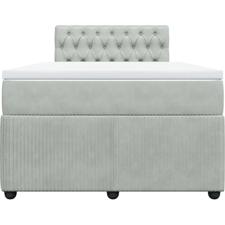 vidaXL Boxspringbett mit Matratze Hellgrau 120x200 cm Samt 3287716 – Bild 4
