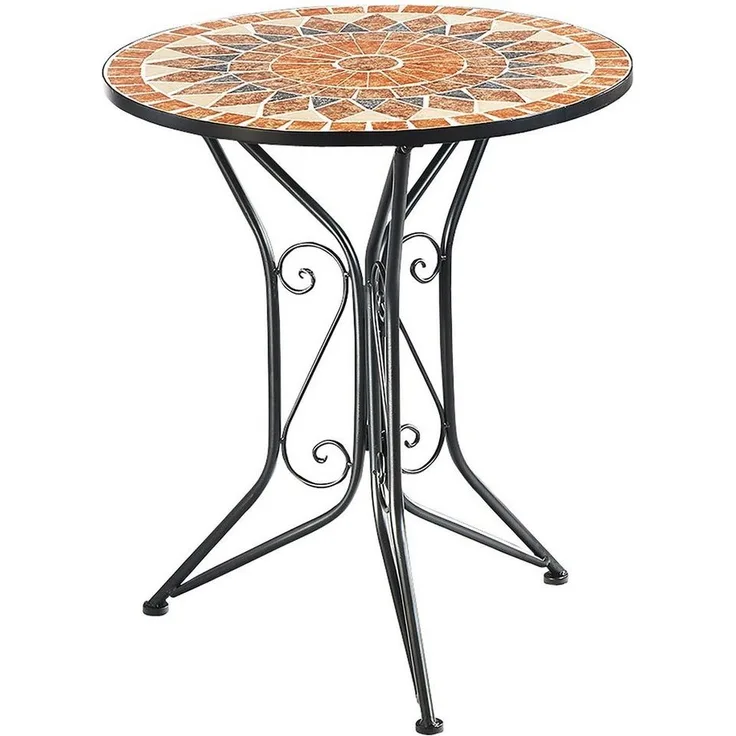 Kobolo Beistelltisch Gartentisch Mosaiktisch Metalltisch H70 cm D60 cm (kombinierbar, 1-St)
