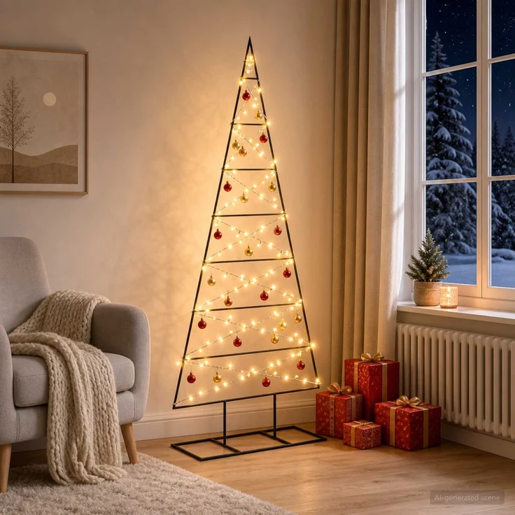 vidaXL Metall Weihnachtsbaum KUOPIO 150 cm Warmes Weiß Stahl Schwarz 42054049 – Bild 1