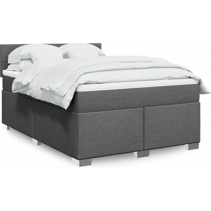 vidaXL Boxspringbett mit Matratze Dunkelgrau 160x200 cm Stoff 3288240 – Bild 1