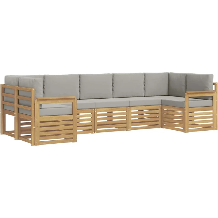 vidaXL Outdoor-Sofagarnitur 6 stk. 7-Sitzer Weiß und Hellgrau 3392421 – Bild 2
