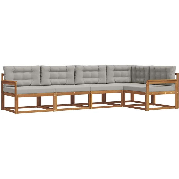 vidaXL Outdoor-Sofagarnitur 5 stk. 5-Sitzer Natur und Hellgrau 3367569 – Bild 2