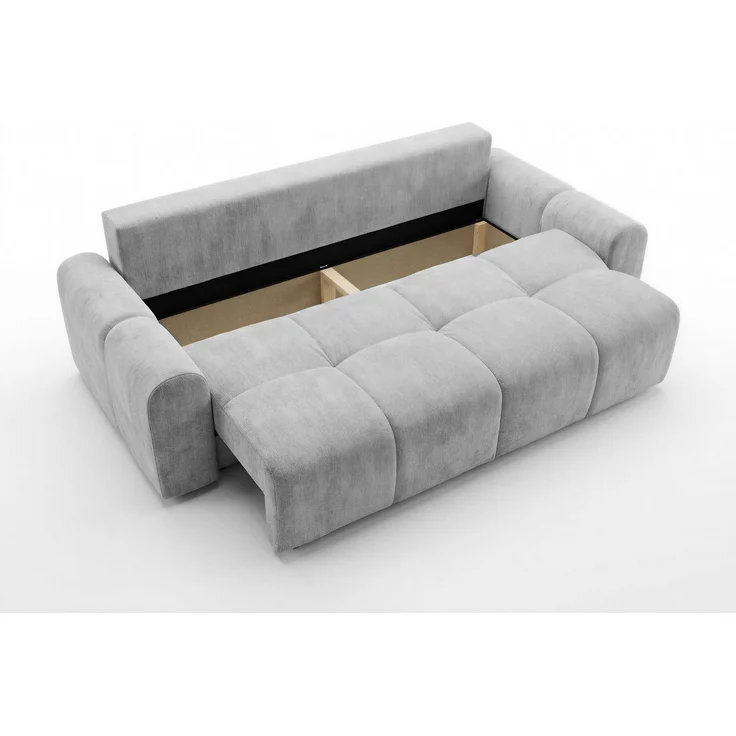 Schlafsofa Fluffy mit Schlaffunktion und Bettkasten - Bonellfederkern, Chenille-Bezug, große Liegefläche 195x145 cm, modernes Polstersofa & Bettsofa, weich & voluminös Sofa (Grau (Vibe 86)) – Bild 4