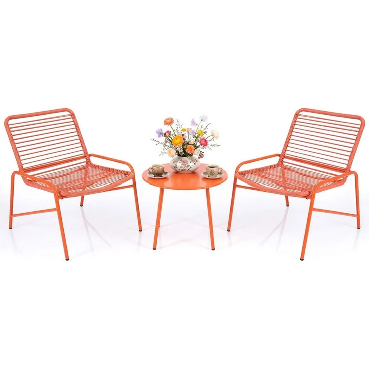 COSTWAY Balkonset, (3-tlg), Rattan Gartenmöbel Set für 2 personen Terrasse – Bild 1