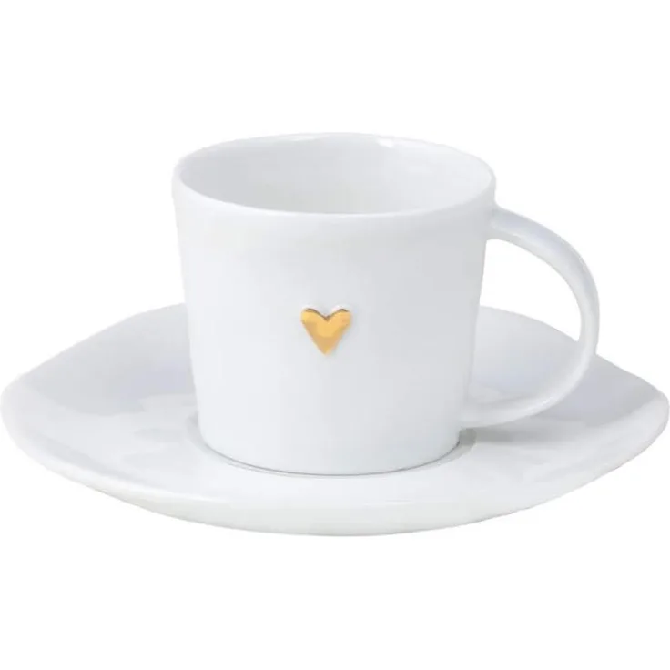 Espressotasse + Unterteller "goldenes Herz" - Räder Design