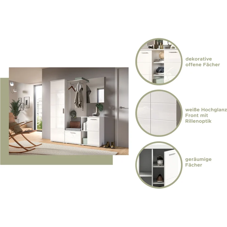 Garderobenpaneel >Prego< in weiß - 55x114x28cm (BxHxT) – Bild 7