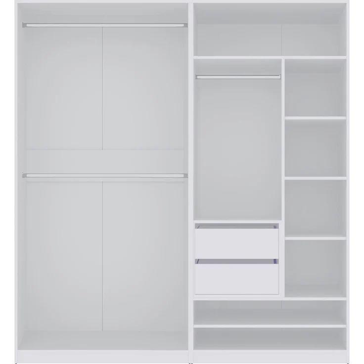 Marmex Möbel TRES SET C(B) offener Mehrzweckschrank-Set für Schlafzimmer, Ankleidezimmer, modularer Kleiderschrank mit Einlegeböden und Kleiderstangen, laminierte Spanplatte, weiß, 190x206x51 cm – Bild 6
