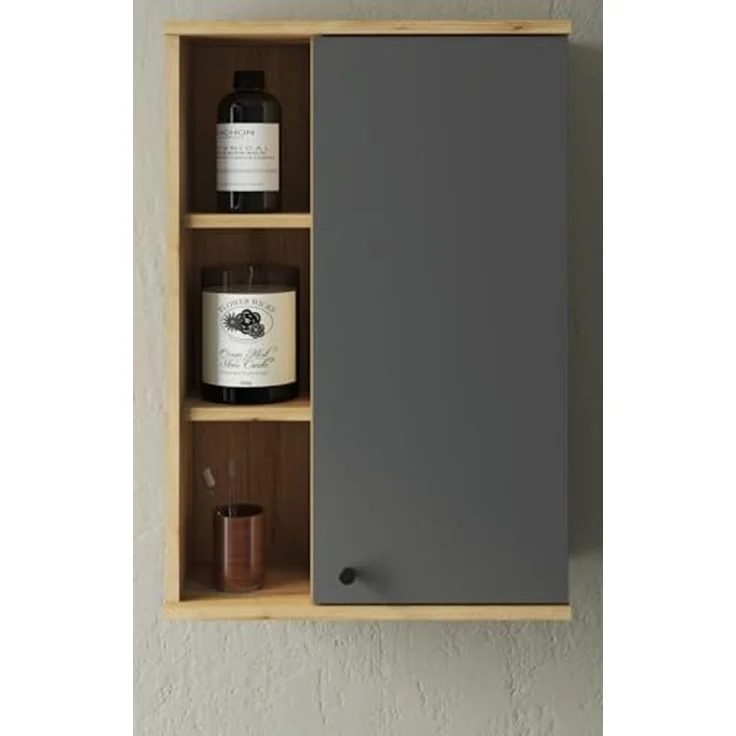 Badezimmer Hängeschrank Torsby in grau und Eiche 51 x 75 cm – Bild 2