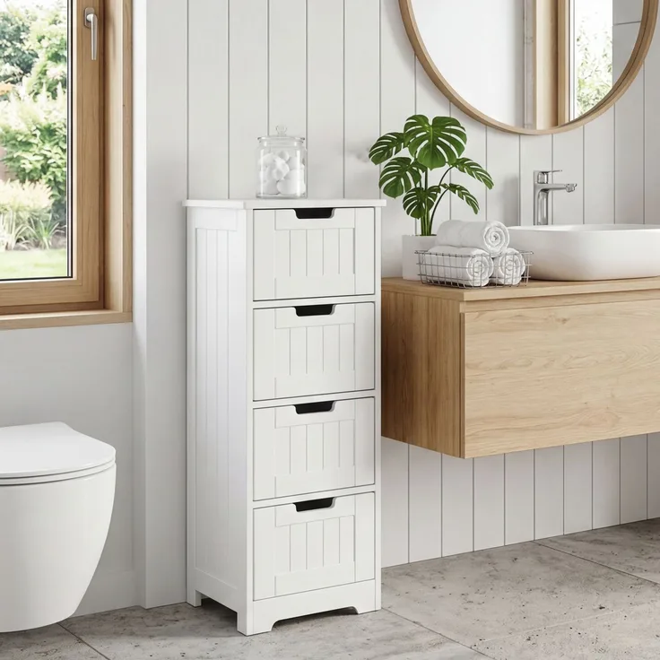 Design Badschrank LARS Landhaus-Stil MDF-Holz 30 x 83 x 30 cm weiß
