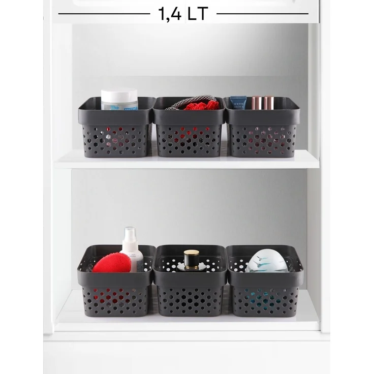 Hermia Concept 'Penta 1,4 lt - Anthracite' Korb-Set (6-teilig), Anthrazit, 15 x 10 x 8 cm, 1,4 l – Bild 1