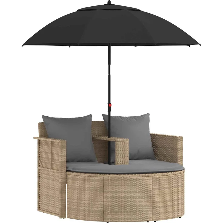vidaXL Garten-Sofa 8 Stk. Poly-Rattan Beige und Hellgrau 42025899 – Bild 2