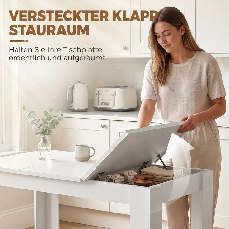 HOMCOM Esstisch, Spanplatte, Weiß, 120 x 60 x 75,5 cm – Bild 5