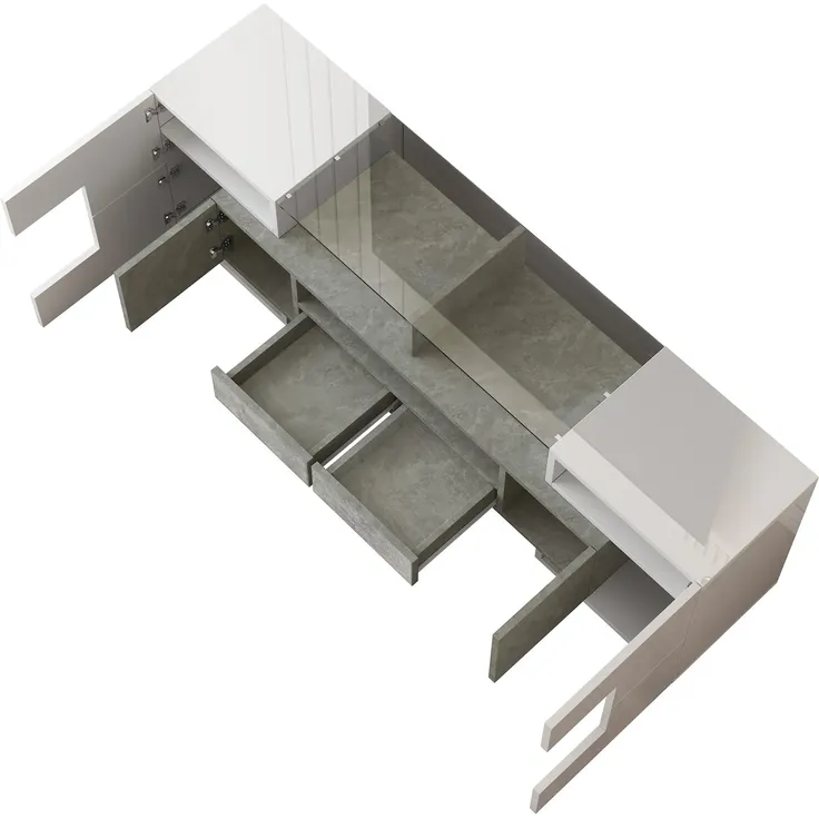 Lowboard, 145/30/51 cm, TV-Schrank, Fernsehtisch, Fernsehschrank für Wohnzimmer, stehend, glänzend – Bild 10