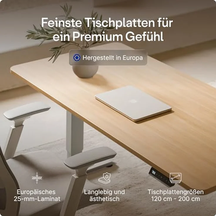 Höhenverstellbarer Schreibtisch - Höhenverstellbar Elektrisch mit Flüsterleisem Dual-Motor & Touchscreen - Hohe Tragfähigkeit - Stehtisch von Desktronic, Grau + Eiche, 160x80 cm – Bild 9