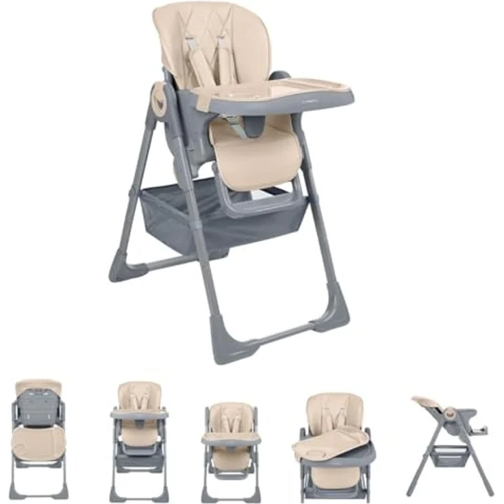 Kikkaboo Kinderhochstuhl Comfy höhenverstellbar, Gurt, Doppeltablett, klappbar braun – Bild 1