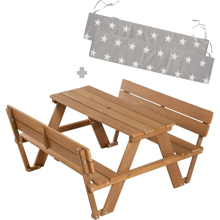 roba Kindersitzgarnitur 'Outdoor+' - inkl. Sitzkissen - Massivholz - wetterfest - Teak-Optik