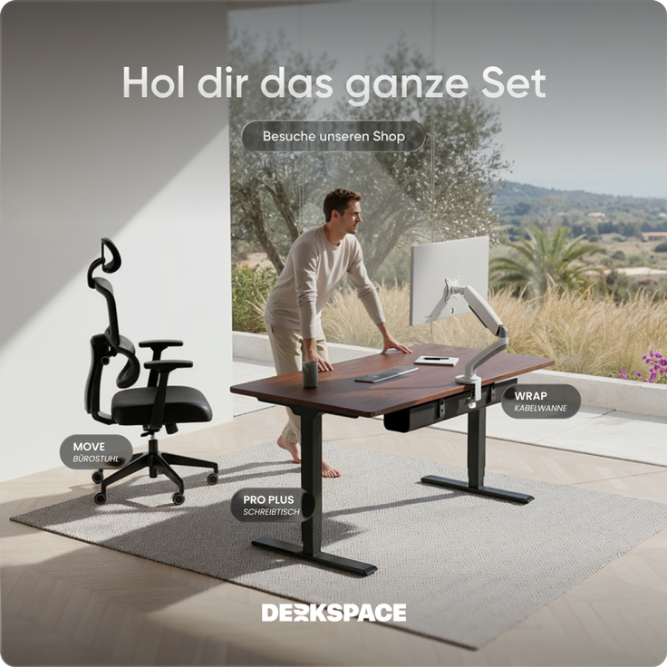 DESKSPACE PRO Plus Elektrisch höhenverstellbarer Schreibtisch, 160x80 cm Stehpult mit Memory-Funktion, Mahagoni Tischplatte, Schwarzes Gestell – Bild 9