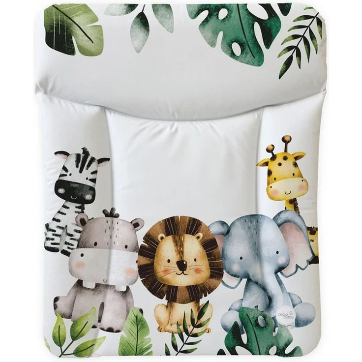 Ceba Baby® weiche Wickelauflage 50x70 cm - Baby Wickelunterlage - Wickeltischauflage für Junge und Mädchen - Wasserdicht, abwaschbar - OEKO-TEX® Standard 100 - Made in EU - Dschungeltiere – Bild 1