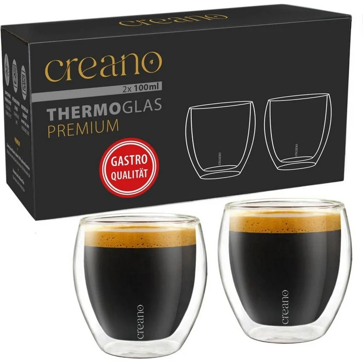 Creano Teeglas Espressoglas 2er-Set “hoch” 100ml, 2-tlg, Borosilikatglas, 2 Gläser – Bild 1