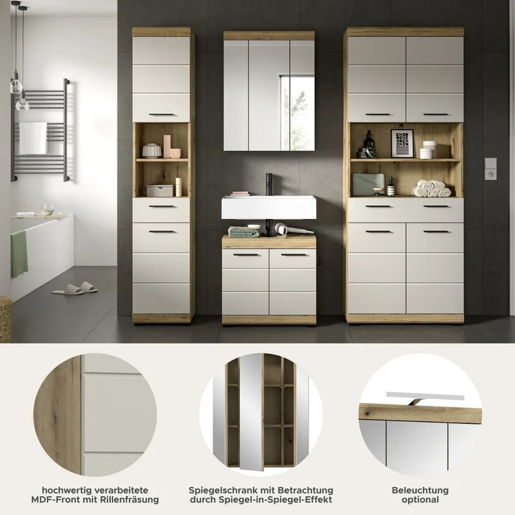 Badezimmer-Set >Scout< in Evoak Oak / Kaschmir - 201x191x34cm (BxHxT) – Bild 8
