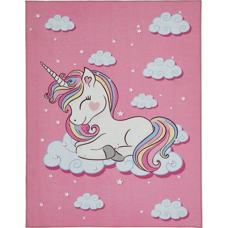 Andiamo Kinderteppich Einhorn, rechteckig, Höhe: 6 mm, Kurzflor, Motiv Einhorn, Kinderzimmer
