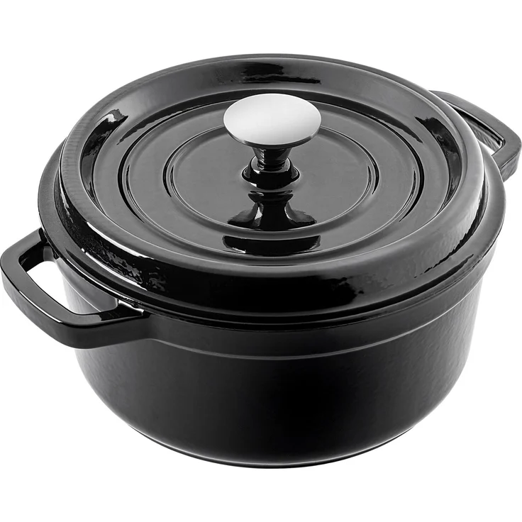 KADAX Gusseisentopf 4,5 Liter, Ø 23 cm, Schmortopf aus emailliertem Gusseisen, Rund Topf mit Deckel, Bräter zum Schmoren, Braten, Kochen & Backen, Bratentopf (Schwarz) – Bild 8
