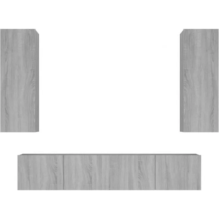 4-tlg. TV-Schrank-Set Grau Sonoma Holzwerkstoff [3114204]