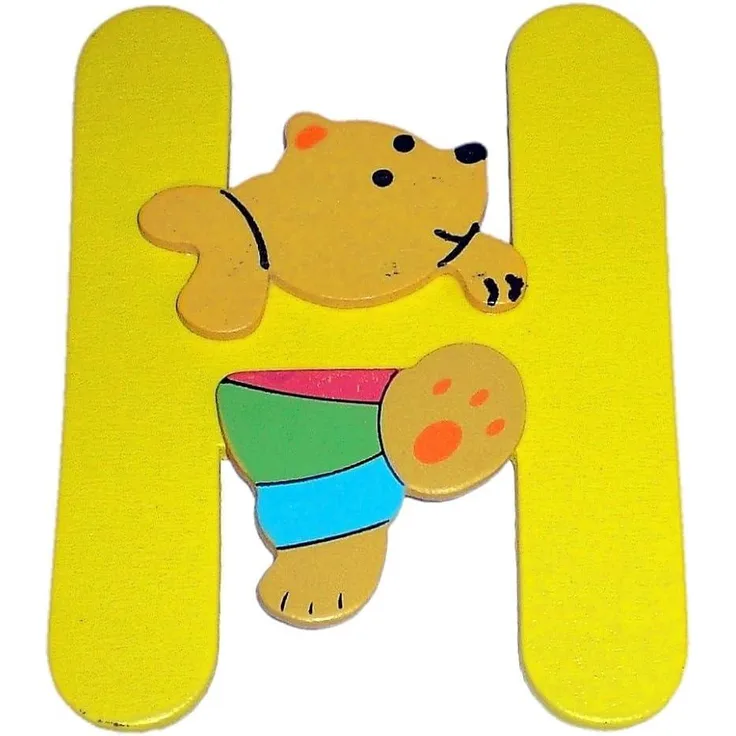 Bieco - Holzbuchstabe H, gelb, Bär-Design