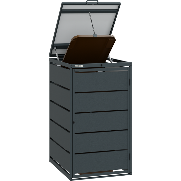 MBOX24 Classic Mülltonnenbox für 1 Mülltonne (240L) aus verzinktem Stahl, 1er Metall Mülltonnenverkleidung in Anthrazit, robust & wetterfest – Bild 2