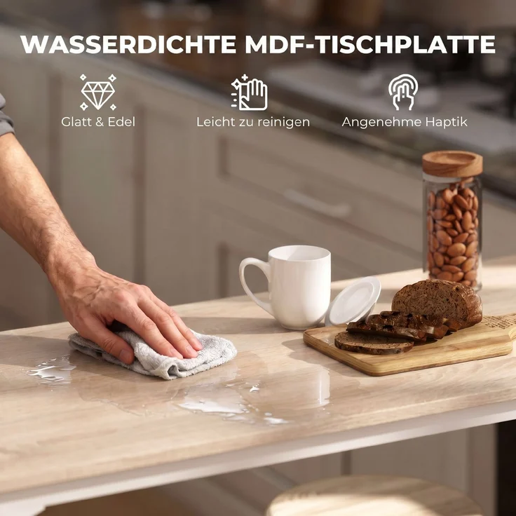 HOMCOM Bartisch-Set, MDF, Metall, Eiche, 110L x 50B x 89,5H cm – Bild 7