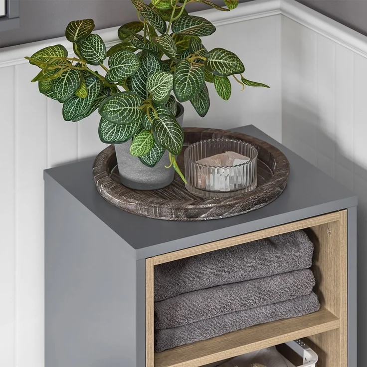 SoBuy BZR146-DG Badezimmer-Hochschrank, Spanplatte, Lackiert, Grau, 35 x 105 x 30 cm – Bild 7