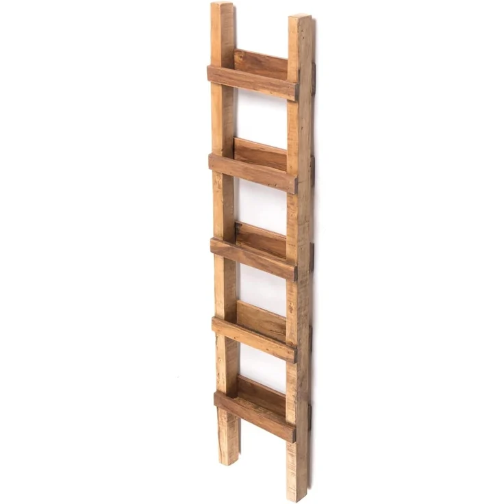 DESIGN DELIGHTS Regal LEITERREGAL "STEP 170", Mahagoni Holz, 170x35 cm, Pflanzenleiter – Bild 1