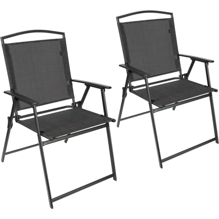 BRUBAKER Campingstuhl Bergamo - Camping Gartenstuhl - wetterfest und platzsparend (Balkonstuhl klappbar, 2 St), Klappstuhl für Garten, Terrasse und Balkon - Grau Meliert – Bild 1