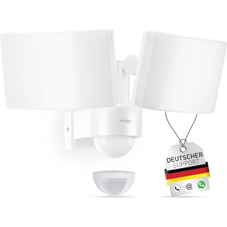 Oktaplex Cali Dos LED Strahler, Außenleuchte mit Bewegungsmelder, 3000K warmweiß, 3200 lm, IP65, 240° Sensor – Bild 1