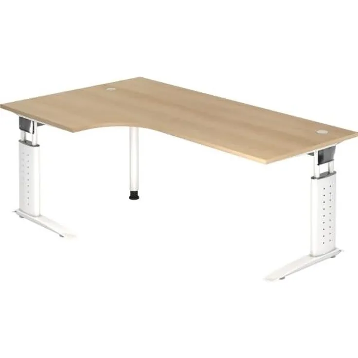 Winkeltisch US82 C-Fuß 200x120cm 90° Eiche Gestellfarbe: Weiß