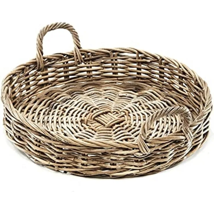 Kobolo Tablett Dekotablett Serviertablett kubu grau mit Griffen, Rattan