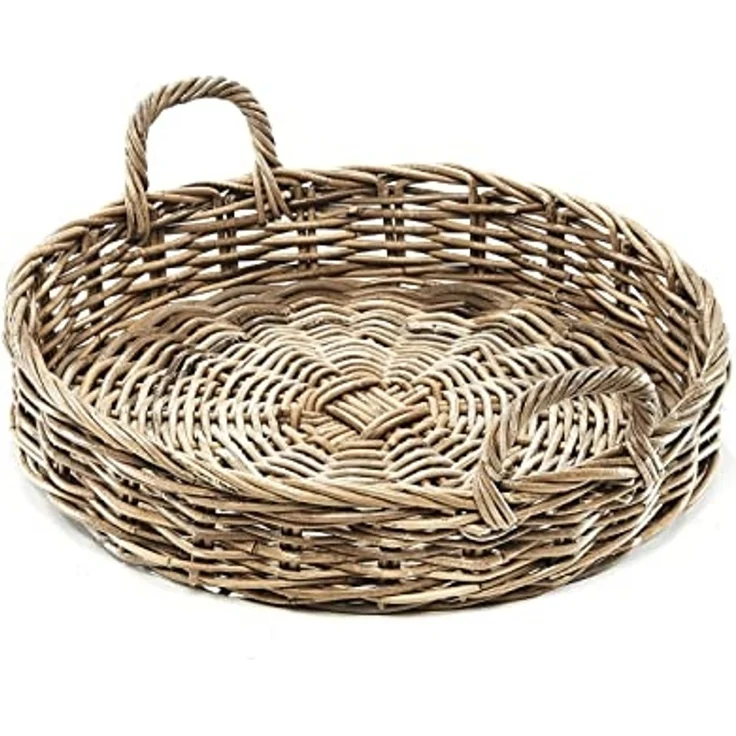 Kobolo Tablett Dekotablett Serviertablett kubu grau mit Griffen, Rattan – Bild 1