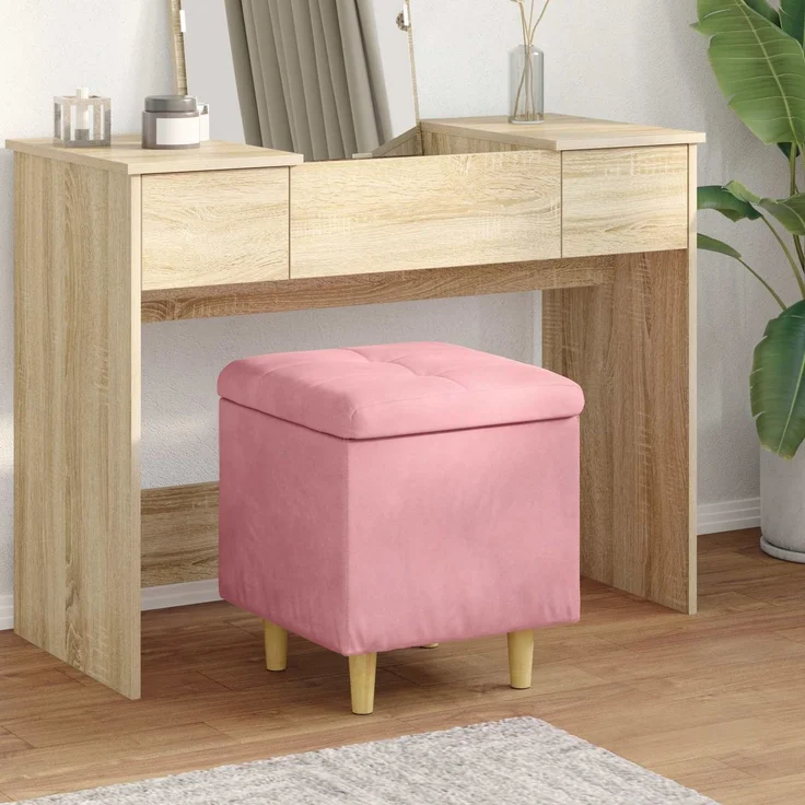vidaXL Ottoman mit Stauraum Rosa 40 x 40 x 45 cm Samt 876813 – Bild 1